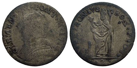 BOLOGNA - Clemente XI (1700-1721) - Muraiola da 2 bolognini - 1714 - Busto con camauro a s. - R/ San