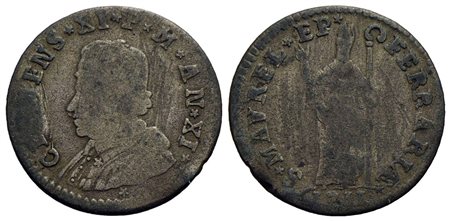 FERRARA - Clemente XI (1700-1721) - Muraiola da 4 baiocchi - 1711 A. XI - Busto a s. - R/ Figura del