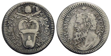 ROMA - Clemente XI (1700-1721) - Grosso - A. XV - Stemma ovale sagomato - R/ Busto di San Paolo a s.