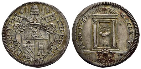 ROMA - Benedetto XIII (1724-1730) - Giulio - 1725 A. I - Stemma a targa - R/ La Porta santa - (AG g.