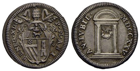 ROMA - Benedetto XIII (1724-1730) - Grosso - 1725 A. I - Stemma a losanga - R/ Porta Santa - (AG g. 