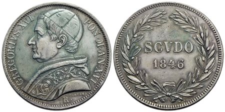 ROMA - Gregorio XVI (1831-1846) - Scudo - 1846 A. XVI - (AG g. 26,87) R Pag. 214; Mont. 91 Segnettin