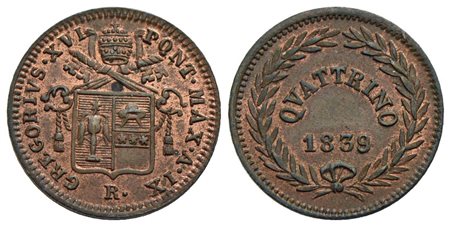 ROMA - Gregorio XVI (1831-1846) - Quattrino - 1839 A. IX - (CU g. 2,04) Pag. 294; Mont. 258 Rame ros