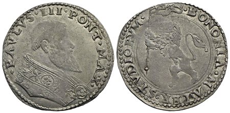 BOLOGNA - Paolo III (1534-1549) - Bianco - Busto a d. - R/ Leone vessillifero a s. - (AG g. 5,6) CNI