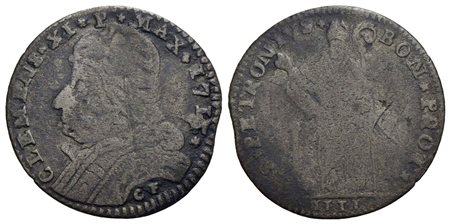 BOLOGNA - Clemente XI (1700-1721) - Muraiola da 4 bolognini - 1715 - Busto con camauro a s. - R/ San