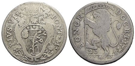 BOLOGNA - Pio VI (1775-1799) - Lira - 1778 - AG R CNI 39; Munt. 218<br>MB+