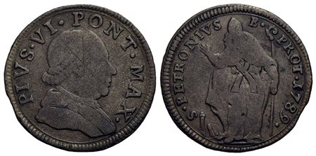 BOLOGNA - Pio VI (1775-1799) - Muraiola da 4 bolognini - 1789 - MI R CNI 278; Munt. 237a<br>BB/qBB