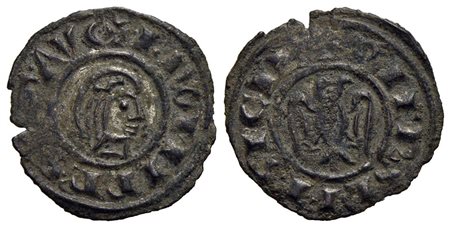 BRINDISI - Federico II (1197-1250) - Denaro - (1243) - Testa coronata a d. - R/ Aquila con testa a d