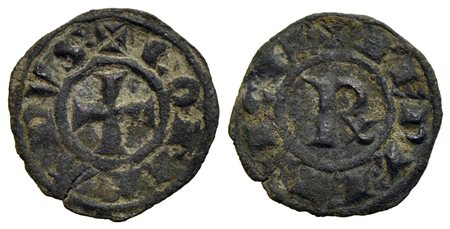 BRINDISI - Corrado I (1250-1254) - Denaro - Croce patente - R/ Grande R - (MI g. 0,69) NC Spahr 153;