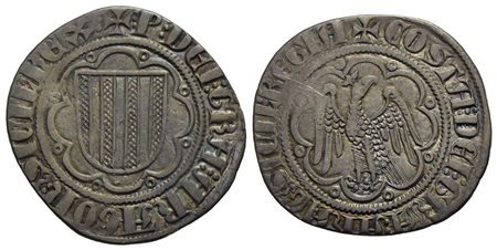 MESSINA - Pietro e Costanza (1282-1285) - Pierreale - Stemma aragonese - R/ Aquila spiegata e corona