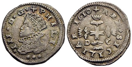 MESSINA - Filippo III (1598-1621) - 3 Tarì - 1610 - Busto a s. - R/ Croce - AG Spahr 46; MIR 346/2<b