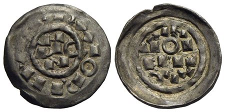 MILANO - Enrico II (1004-1024) - Denaro scodellato - (AG g. 1,2) CNI 1/12; MIR 44<br>qSPL