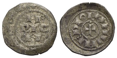 MILANO - Emissioni a nome di Enrico (1039-1220) - Denaro scodellato - Monogramma - R/ Croce; globett