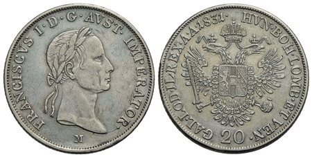 MILANO - Francesco I d'Asburgo-Lorena (1815-1835) - 20 Kreuzer - 1831 - AG Pag. 146; Mont. 360<br>qS