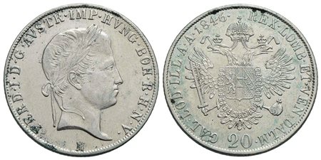 MILANO - Ferdinando I d'Asburgo-Lorena (1835-1848) - 20 Kreuzer - 1846 - AG RR Pag. 199; Mont. 411<b