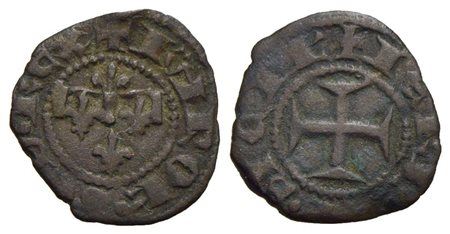 NAPOLI - Roberto d'Angiò (1309-1343) - Denaro - Quattro fiordalisi - R/ Croce - (MI g. 0,54) NC P.R.