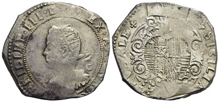 NAPOLI - Filippo III (1598-1621) - Mezzo ducato - 1609 - Busto a s. - R/ Stemma coronato - AG R P.R.