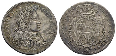 NAPOLI - Carlo VI d'Asburgo (1707-1734) - Tarì - 1716 - AG P.R. 14; MIR 324/2<br>BB+