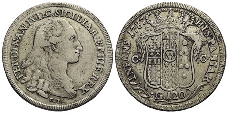 NAPOLI - Ferdinando IV di Borbone (primo periodo, 1759-1799) - Piastra - 1787 - AG P.R. 51; Mont. 19