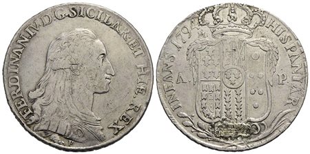 NAPOLI - Ferdinando IV di Borbone (primo periodo, 1759-1799) - Piastra - 1794 - AG Mont. 212 SICILAR