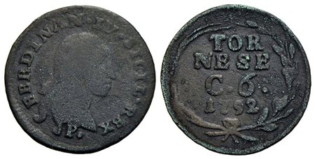 NAPOLI - Ferdinando IV di Borbone (primo periodo, 1759-1799) - 6 Cavalli - 1792 - CU P.R. 133; Mont.