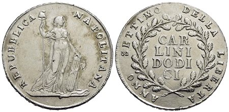 NAPOLI - Repubblica Napoletana (1799) - 12 Carlini - 1799 - AG P.R. 1; Mont. 330<br>BB/BB+