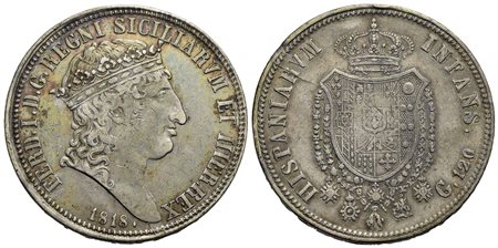 NAPOLI - Ferdinando I di Borbone (1816-1825) - Piastra - 1818 - AG Mont. 563/569 Testa grande Con ca