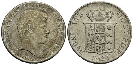 NAPOLI - Ferdinando II di Borbone (1830-1859) - Piastra - 1832 - AG P.R. 55; Mont. 737/739 Con carte