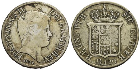 NAPOLI - Ferdinando II di Borbone (1830-1859) - Piastra - 1835 - AG P.R. 60; Mont. 751/752 Legenda s