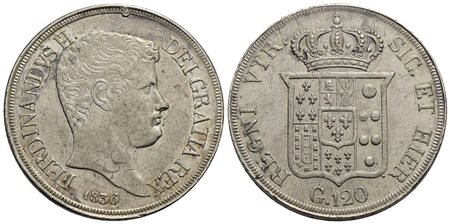 NAPOLI - Ferdinando II di Borbone (1830-1859) - Piastra - 1836 - AG P.R. 61; Mont. 753/754 Bei fondi