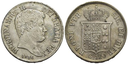 NAPOLI - Ferdinando II di Borbone (1830-1859) - Piastra - 1836 - AG P.R. 61; Mont. 753/754 Con carte