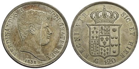 NAPOLI - Ferdinando II di Borbone (1830-1859) - Piastra - 1838 - AG P.R. 63; Mont. 757/759 Con carte