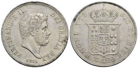 NAPOLI - Ferdinando II di Borbone (1830-1859) - Piastra - 1841 - AG P.R. 66; Mont. 764/766<br>qFDC