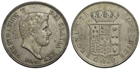 NAPOLI - Ferdinando II di Borbone (1830-1859) - Piastra - 1841 - AG P.R. 66; Mont. 764/766 Con carte