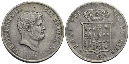 NAPOLI - Ferdinando II di Borbone (1830-1859) - Piastra - 1857 - AG P.R. 86; Mont. 808/816<br>BB+