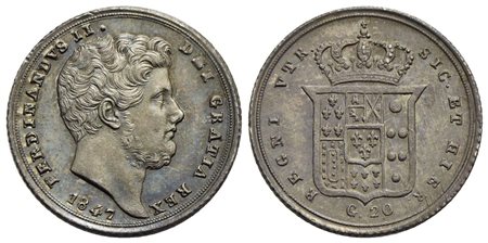 NAPOLI - Ferdinando II di Borbone (1830-1859) - 20 Grana - 1847 - AG P.R. 130; Mont. 890<br>FDC