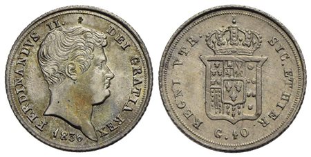 NAPOLI - Ferdinando II di Borbone (1830-1859) - 10 Grana - 1836 - AG P.R. 148; Mont. 926<br>qFDC