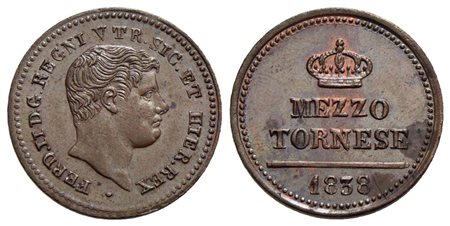 NAPOLI - Ferdinando II di Borbone (1830-1859) - Mezzo tornese - 1838 - CU P.R. 304; Mont. 1218/1224 