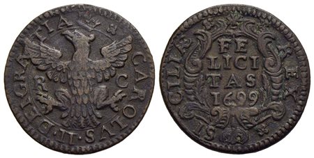 PALERMO - Carlo II (1674-1700) - Grano - 1699 - Aquila coronata volta a s. - R/ Scritta e data entro