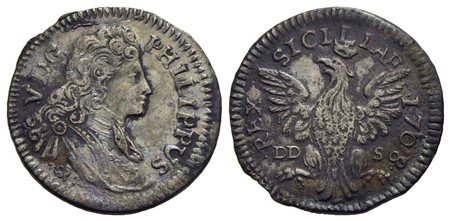 PALERMO - Filippo V di Borbone (1701-1713) - Tarì - 1708 - AG Spahr 15/16; MIR 504/4 Con cartellino 