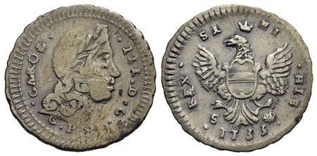 PALERMO - Carlo III d'Asburgo (1720-1734) - Tarì - 1733 - AG Spahr 67; Mont. 52 Con cartellino del c