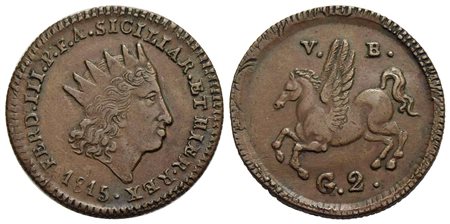 PALERMO - Ferdinando III di Borbone (1759-1816) - 2 Grani - 1815 - CU NC Spahr 167/168; Mont. 383/38