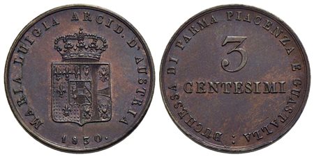 PARMA - Maria Luigia (1815-1847) - 3 Centesimi - 1830 - CU RR Pag. 15; Mont. 125<br>qFDC