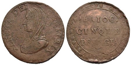 PERUGIA - Pio VI (1775-1799) - Madonnina - 1797 - CU R CNI 36; Munt. 389<br>bel BB