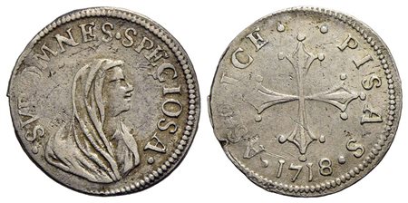 PISA - Cosimo III (1670-1723) - Mezzo giulio - 1718 - AG CNI 17; MIR 455/4<br>BB+/BB