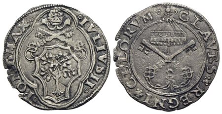 ROMA - Giulio II (1503-1513) - Mezzo giulio - Stemma decagono in quadrilobo - R/ Chiavi decussate so