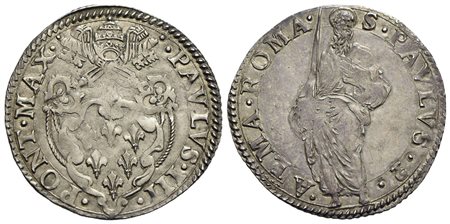 ROMA - Paolo III (1534-1549) - Paolo - Stemma a targa - R/ San Paolo con libro chiuso - (AG g. 3,31)