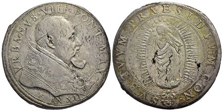 ROMA - Urbano VIII (1623-1644) - Piastra - A. XII - Busto a d. con piviale - R/ L'Immacolata entro e