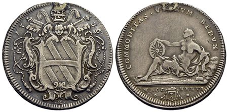 ROMA - Clemente XII (1730-1740) - Testone - 1736 - Stemma sormontato da tiara e chiavi decussate - R