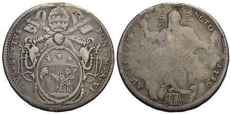 ROMA - Pio VI (1775-1799) - Mezzo scudo romano - 1780 A. VI - AG CNI 70; Munt. 26 Appiccagnolo rimos